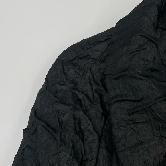 Yoana Baraschi Womens Black Quilted Textured Collared Crinkle Jacket Coat Size S